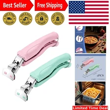 Ergonomic Stainless Steel Tongs - Hot Bowl Gripper Clips, Dishwasher Safe, 2 pcs