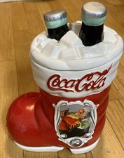 Vintage Coca Cola 75th Anniversary Santa Boot Cookie Jar