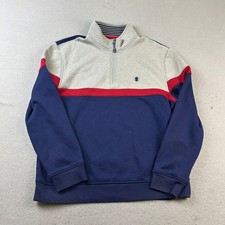 Izod Sweatshirt Mens Large Gray Blue Advantage Performance 1/4 Zip Pullover