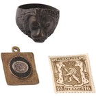 Belgium Lion ring WW1 Belgique WWI Stamp Set Leopold I Silver fragment on brass — photo 1
