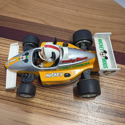 Disney Mickey Mouse Pull Back Yellow Race Car 1988 Japan Masudaya Corp - Picture 6 of 10
