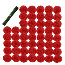 Artificial Carnation Flower, 50pcs Silk Faux Flower Heads with Stem, for DIY ...