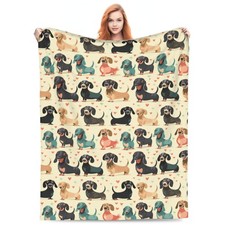 Dachshund Throw Blanket Flannel Soft Fleece Blankets Cozy Plush Comfy Microfi...