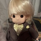 Precious Moments Wedding Series Bride & Groom Dolls 15in Set and Stands — photo 3