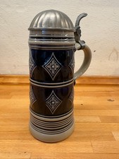 GERZ Grenzauer Krug Bierseidel mit Zinkdeckel, Westerwälder Steinzeug