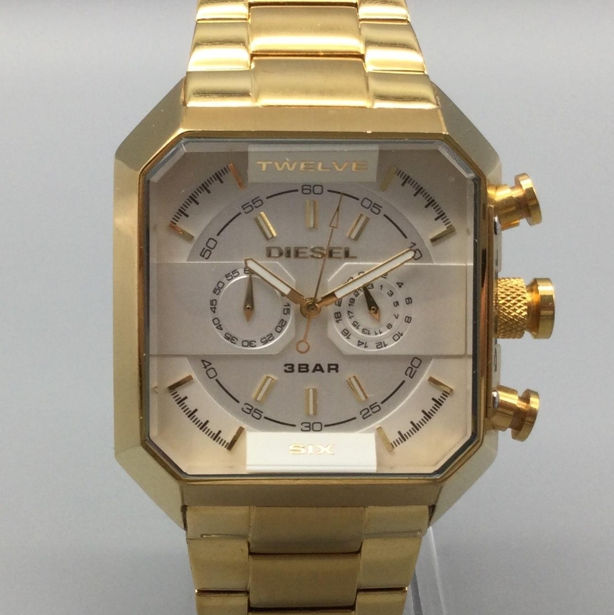 Diesel Cliffhanger Mens Watch 40mm Gold Tone Stainless DZ-8118 New