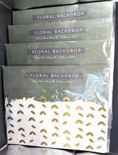 Floral Backdrop Gold 60" W by 48" H Party Wedding Shower Birthday LOT of 4 NEW
