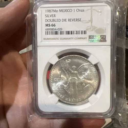 1987 Mexico Libertad 1 oz. Silver Coin - NGC MS66 Double Die Reverse