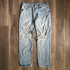 Vintage Levi's 501 Jeans Men's Size 32x30 Light Wash Blow Out 1990s