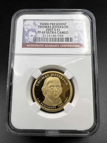 2007 S Thomas Jefferson Proof Presidential Dollar Coin NGC PF69 UCAM #058