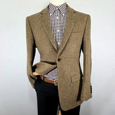 Mens Tweed Style Sport Coat Jacket Brown 100%...