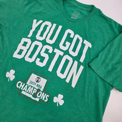 BOSTON CELTICS 2024 NBA CHAMPIONS SHIRT MENS XL GREEN FRONT & BACK BIG GRAPHIC