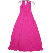 Gap Maxi Dress Womens XS Pink Surplice V-Neck Sleeveless Pockets Rayon Jersey
