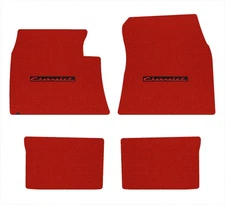 Lloyd Velourtex Front & Rear Mats for '59-60 Chevy Biscayne w/Red on Black Chevy