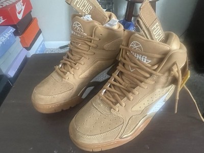 Patrick Ewing Focus High Top Basketball Sneakers Tan White Lace Up Strap Men
