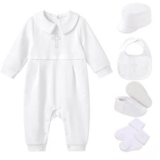 Baby Boy Girl Baptism Outfit Infant Christening Outfit with Shoes  Socks 5Pc...