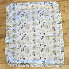 Minky Couture Infant Blanket Baby Grey Roses Satin Ruffle Edge Flowers 31  x36  