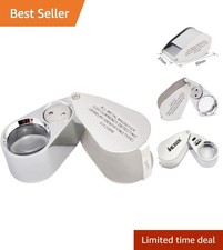 Elegant 40X Magnifying Loupe with Silver Handle - LED UV Light for Collectors