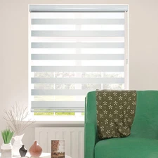 Zebra Shades Window Treatment 74"x 72", Privacy Light Filtering with Cord, White