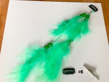 Spearmint Green Feather Hair Extension or Roach Clip Retro