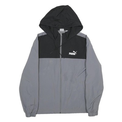 Puma Herren schwarz & grau Kapuze Zip Jacke M Polyester Sportbekleidung Freizeit Oberbekleidung