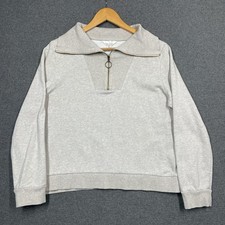 Seasalt Tideline Sweatshirt 1/2 Zip Jumper Grey Beige Short Women  s Uk14
