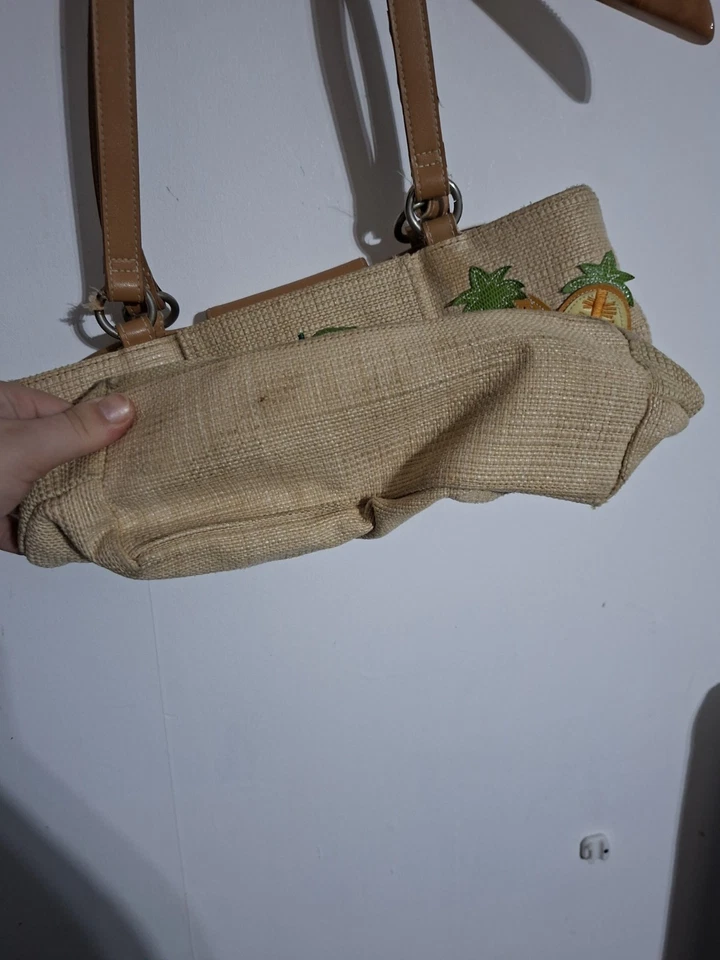 Avon Fruit Print Purse Woven Embellished Maximalist Retro Funky Art to wear - Image 4 of 4