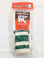 Vintage/old Wigwam Tube Socks 601 Kushionall green stripes 1 Pair Size 9-15