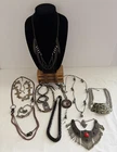 Lot Vintage to Now Estate Costume Jewelry Goth Punk style necklaces chains