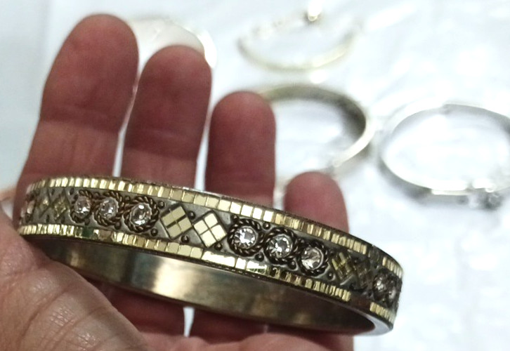 Bracelets. silvertone goldtone, hinge, toggle, sl… - image 14