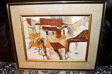 Abanades Abstract Mid Century Painting Signed By Artist Original Framing 1974