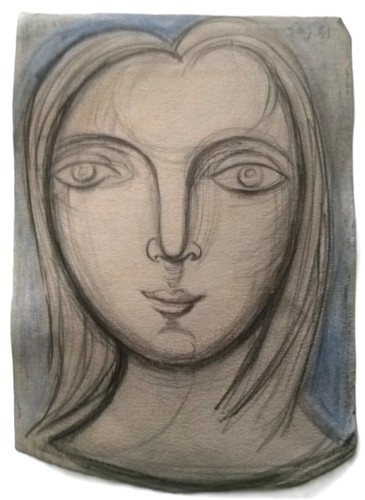 Pablo Picasso Girls Original Hand Drawing in Pencil and Charcoal on paper Signed