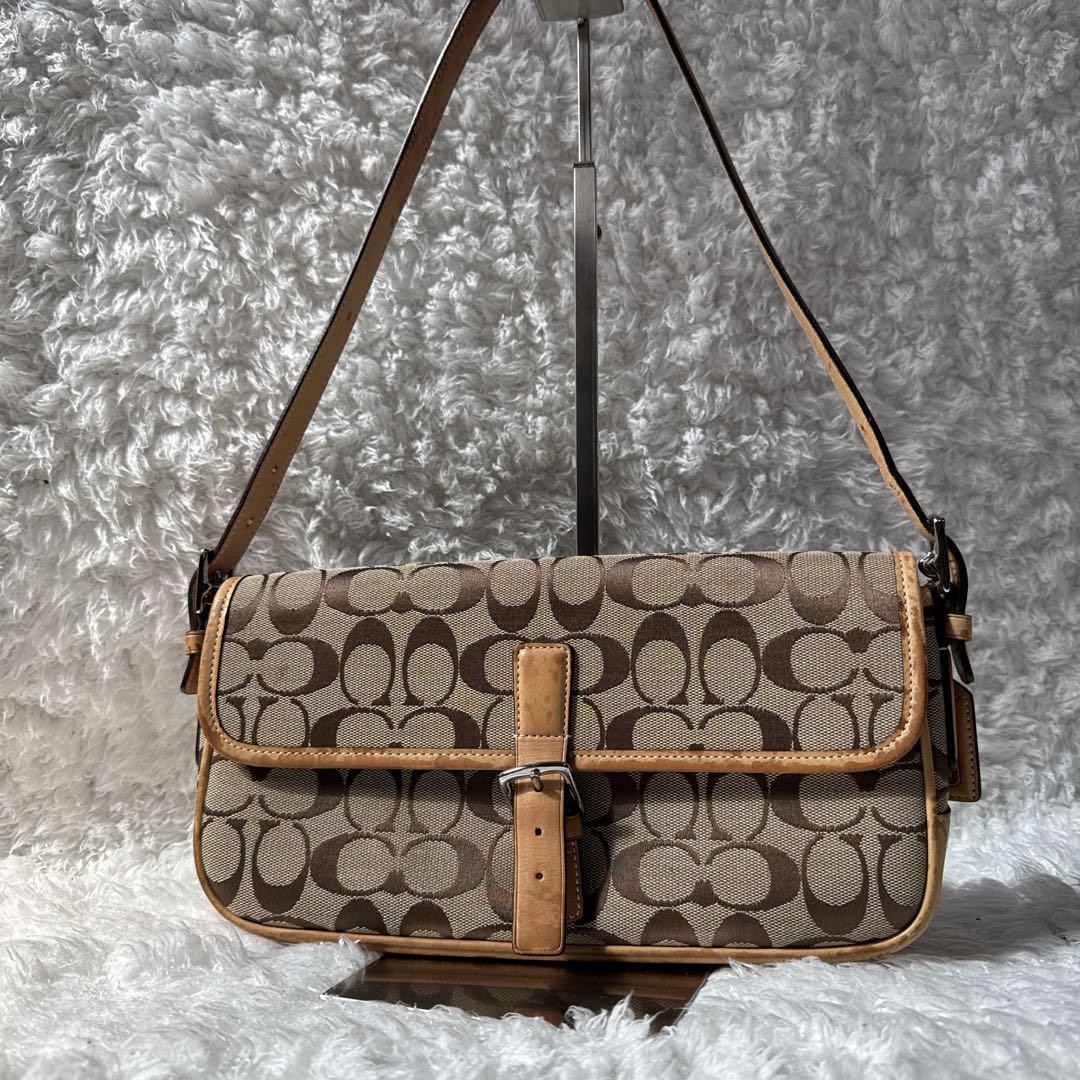 COACH Signature Canvas Brown One Shoulder Bag PC8TTK