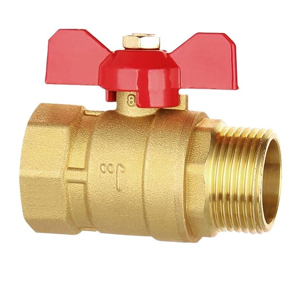 Kugelhahn Wasser Absperrhahn Messing FlüGelgriff Ventil Gartenleitung 1 Zoll-image