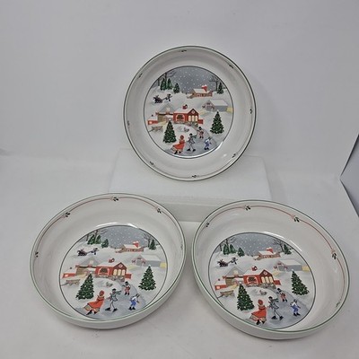 1 Sango SILENT NIGHT Vegetable Bowl Holly Red Lines Joan Luntz Round Serving3900