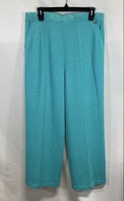 St. John Sport Women's Aqua Blue Santana Knit Pants High Rise Vintage Y2K Sz L