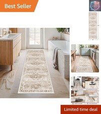Boho Long Bathroom Runner Rug 24 x 72 Washable Non Slip - Soft Stain Reistant...