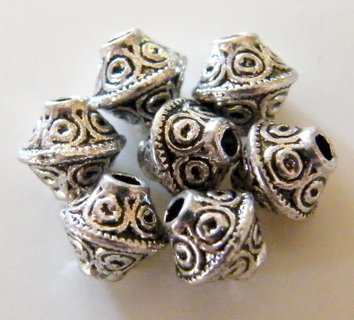 100pcs 7x6mm Metal Alloy Bicone Spacer Beads - Antique Silver #1 - Picture 1 of 1