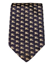 Burberry Equestrian Knight Monogram Luxury Men Necktie 100 Silk Made In ItalyEUC