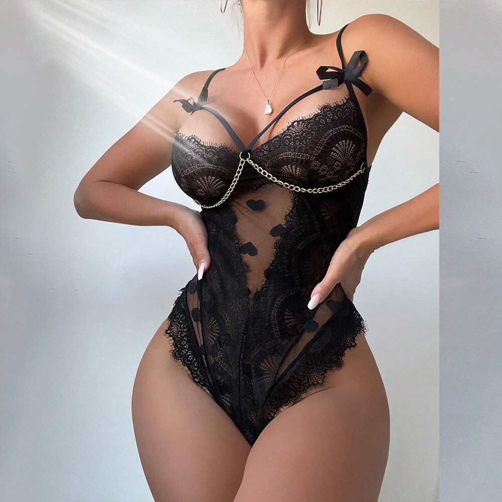 Sexy Floral Lace Lingerie Bodysuit Babydoll Sleepwear Nightwear