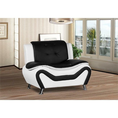 3 Piece Living Room Set with Sofa Loveseat and Armchair in Black/White Furniture - Picture 7 of 24