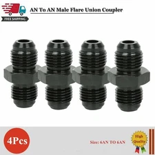 4X-6AN Male To AN6 Coupler Flare Union Adapter Straight Fitting Aluminum Black