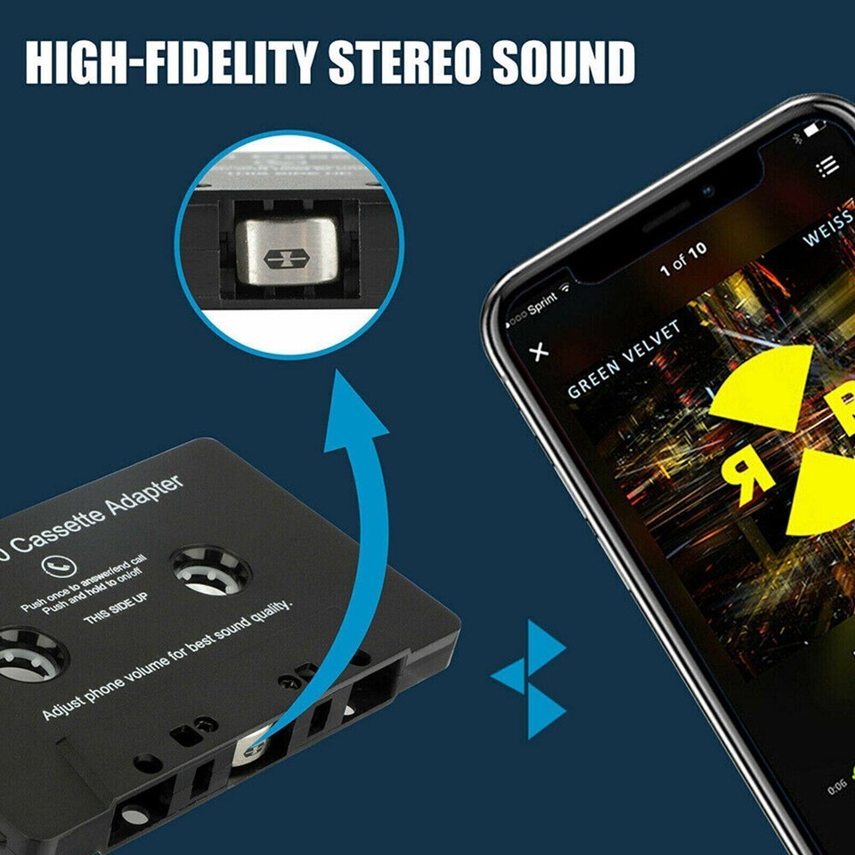 Bluetooth 5.0 Car Audio Stereo Sound Cassette Tape Adapter MP3 Hands