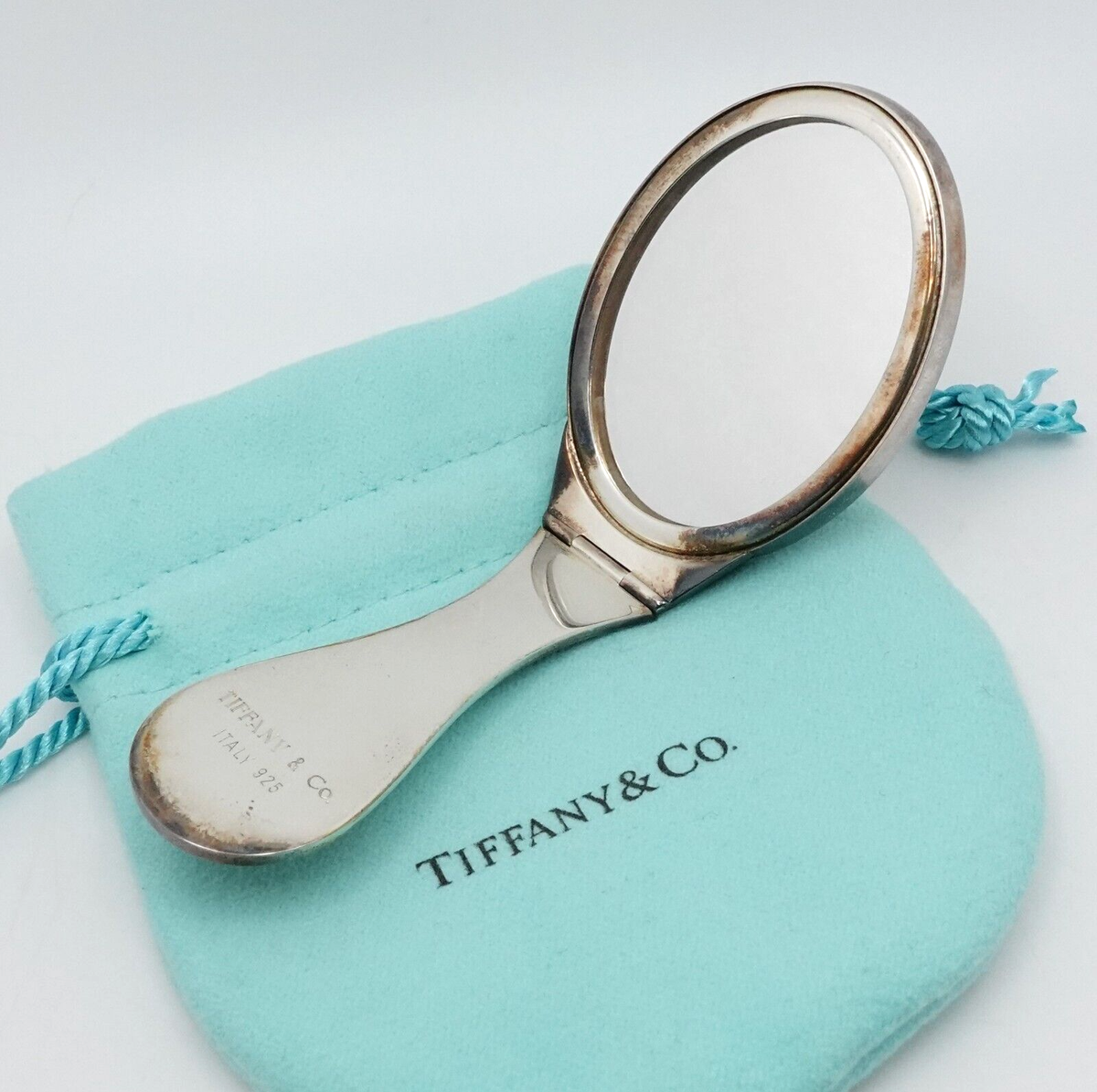 Tiffany & Co. Hand Held Folding Compact Travel Mirror 4