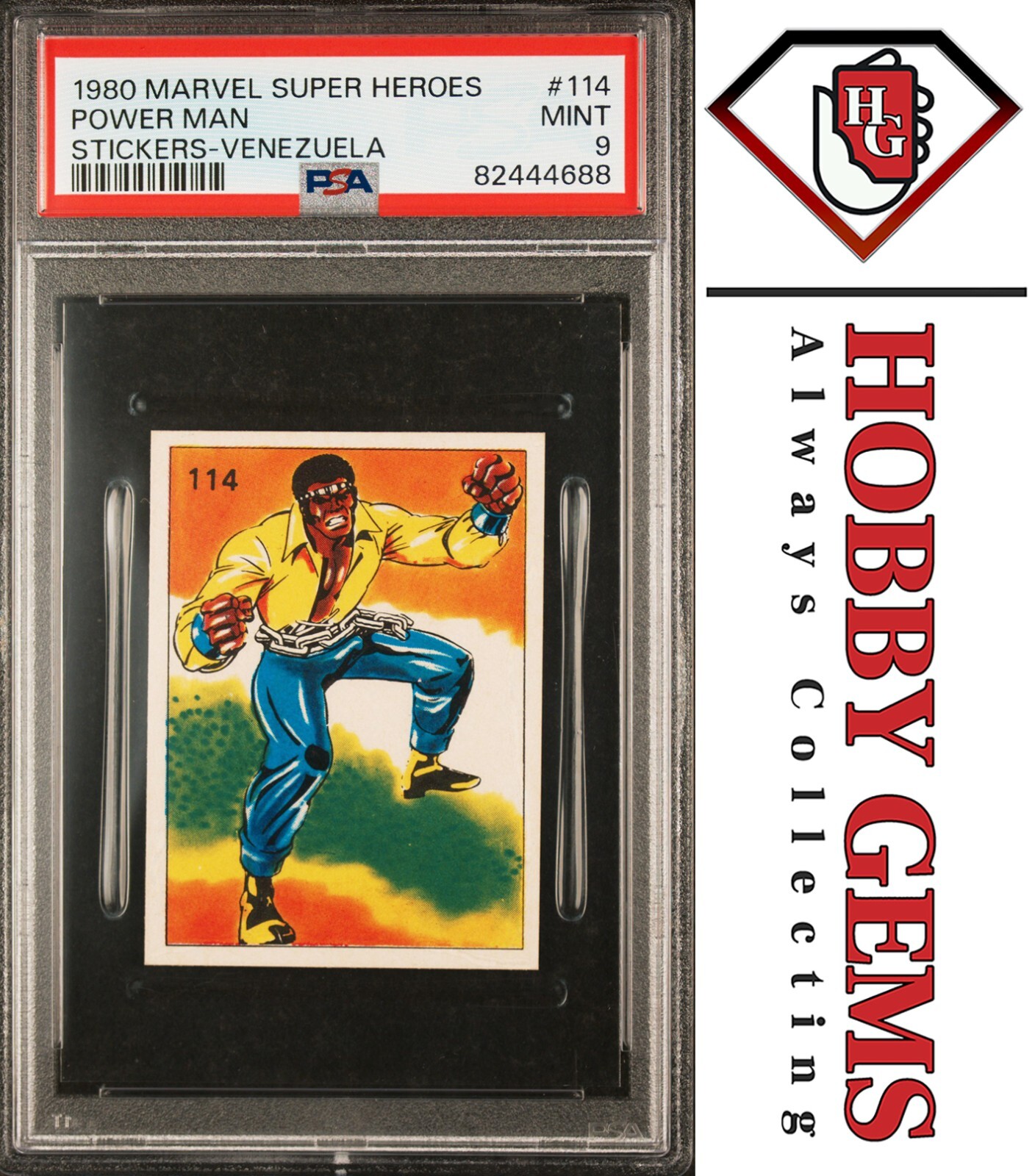 POWER MAN PSA 9 1980 Marvel Super Heroes Sticker-Venezuela #114
