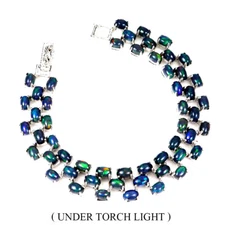 925 Sterling Silver Bracelet Oval Black Opal 6x4mm Natural Gemstone Jewelry