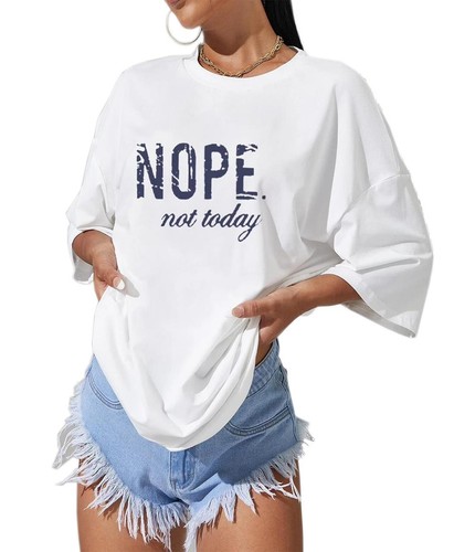 Women's T-shirt Tee Baggy Fit Short Sleeve Ladies Slogan T Shirt Oversized Tops - Picture 32 of 37