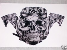 Motorcycle or Aviation Skull Window Decal Decals Trailer Sticker Skulls Harley