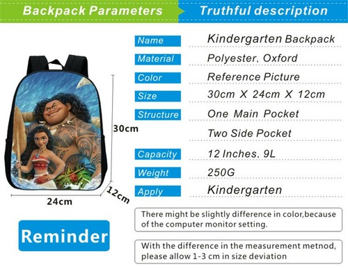 Moana Maui Kindergarten Backpack Bookbag Travel Bag 12inches - 第 3/12 張圖片