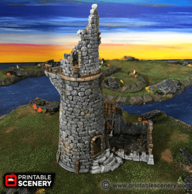 Ruined Lighthouse - Fantasy Ruins - Fantasy Tabletop Terrain 